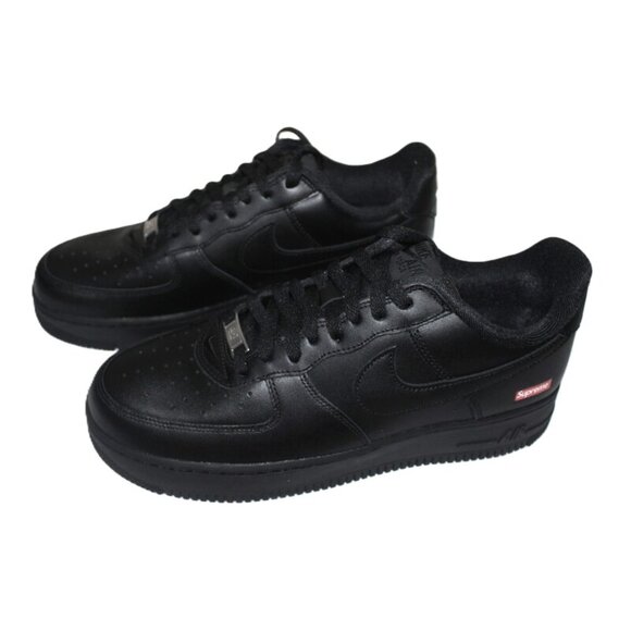 nib SUPREME x AIR FORCE 1 Low Box Logo Sneakers in Black Leather - Unisex M9/W11 - Picture 6 of 16